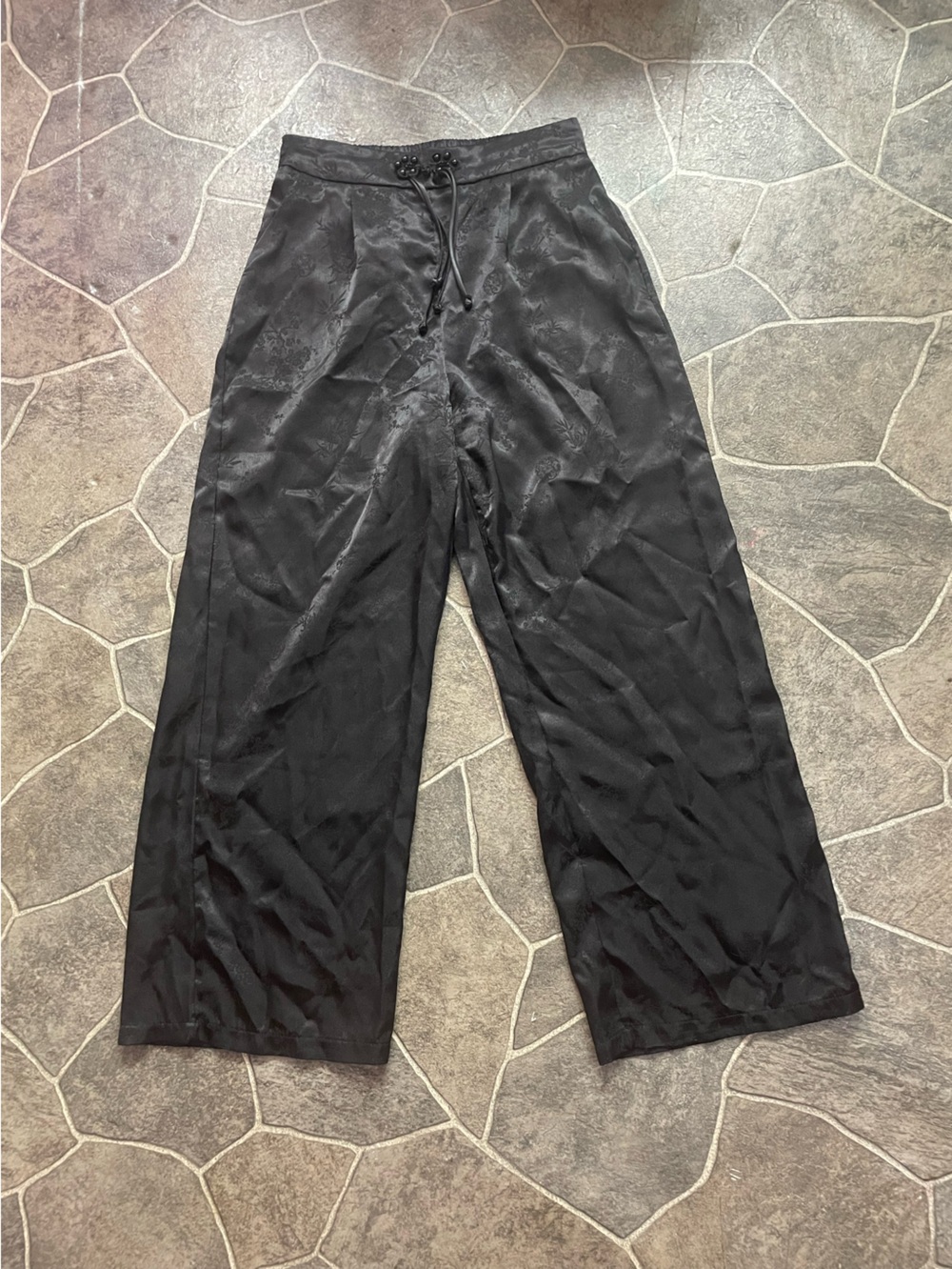 Women’s Black Satin Jogger Pants